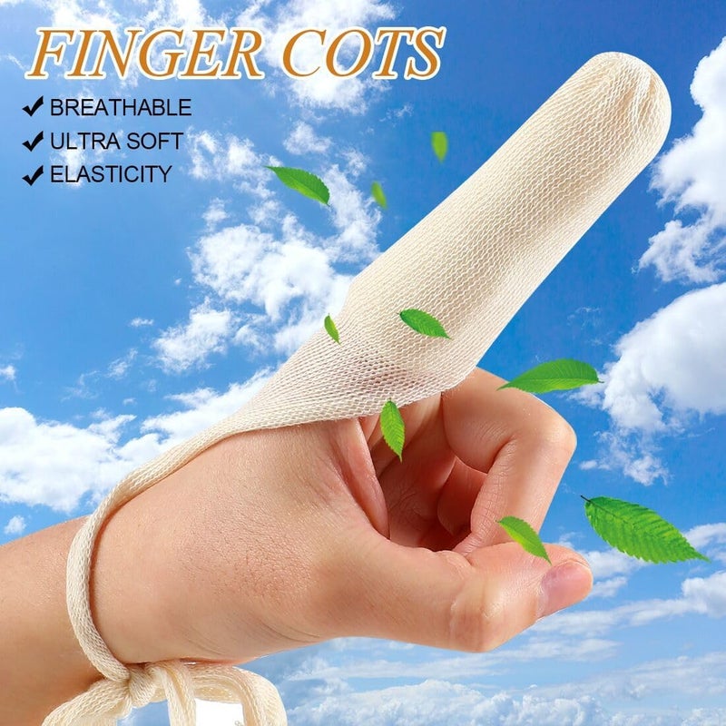 LINXIU 8Pcs Finger Bandages 85 x 3CM Tubular Finger Cots Breathable Finger Gauze Finger Protection for Wound Care Work Sport Beige - Image 3