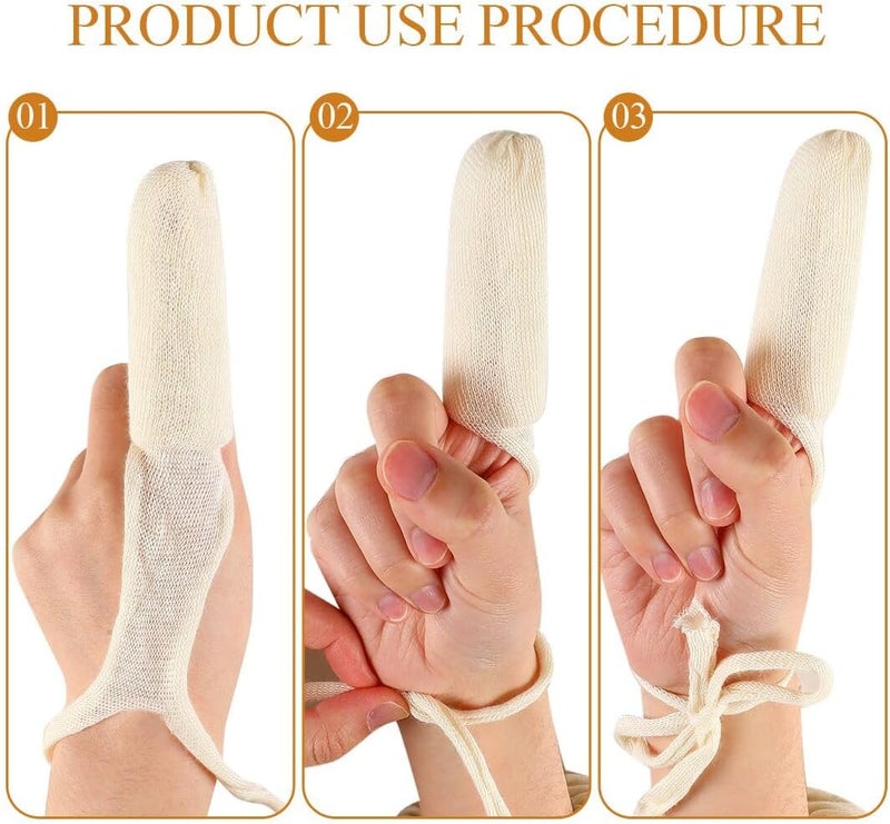 LINXIU 8Pcs Finger Bandages 85 x 3CM Tubular Finger Cots Breathable Finger Gauze Finger Protection for Wound Care Work Sport Beige - Image 5