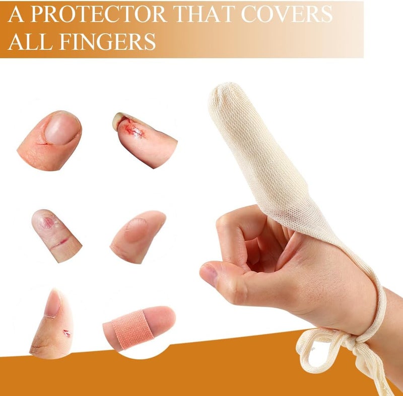 LINXIU 8Pcs Finger Bandages 85 x 3CM Tubular Finger Cots Breathable Finger Gauze Finger Protection for Wound Care Work Sport Beige - Image 4