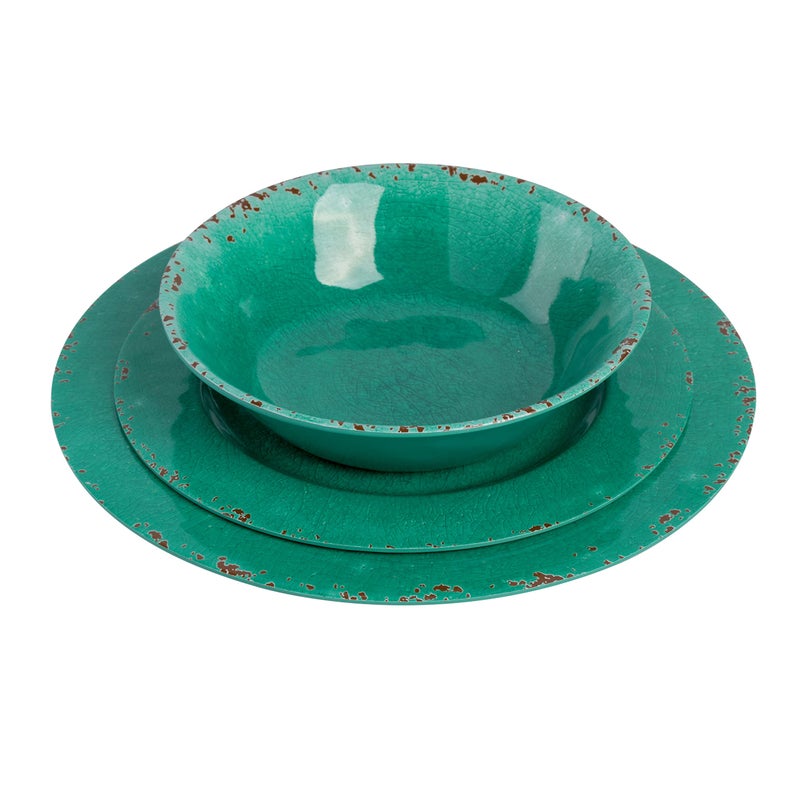Gibson Home Mauna Melamine Dinnerware Set  Service for 4 (12pcs)  Green - Image 3