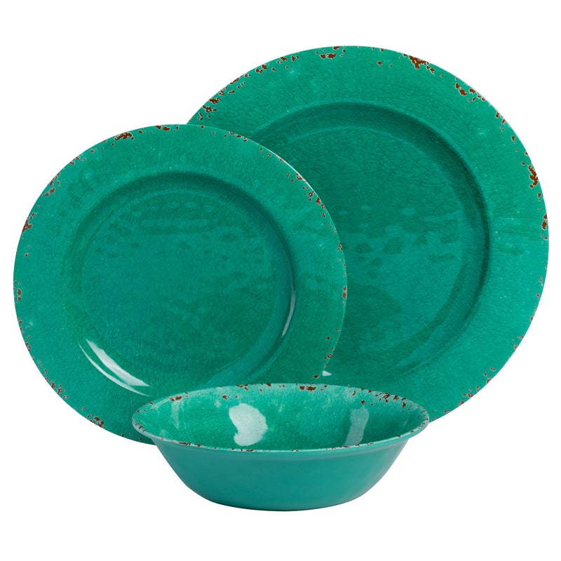 Gibson Home Mauna Melamine Dinnerware Set  Service for 4 (12pcs)  Green - Image 2