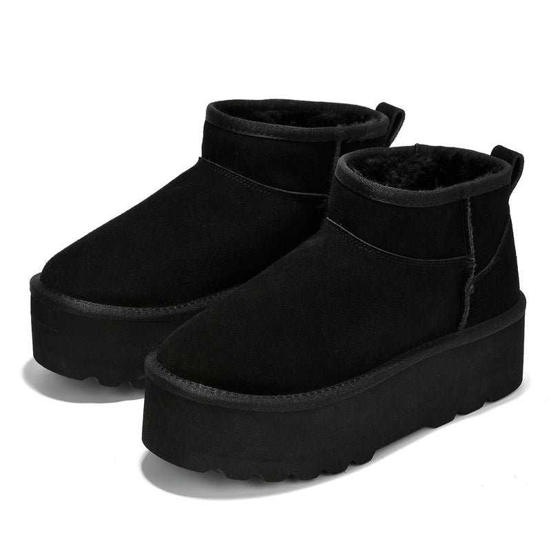 Project Cloud 100% Genuine Leather Ankle Boots for Women - Anti-Slip Memory Foam Insole Womens Boots - Lightweight Winter Womens Shoes, Ankle Booties for Women (Huggy, Black, 8) - Image 1