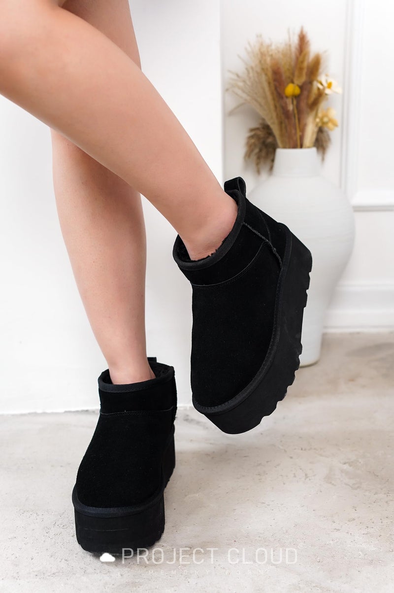 Project Cloud 100% Genuine Leather Ankle Boots for Women - Anti-Slip Memory Foam Insole Womens Boots - Lightweight Winter Womens Shoes, Ankle Booties for Women (Huggy, Black, 8) - Image 2