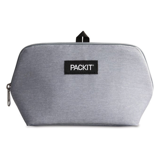 FREEZABLE SNACK BAG GRAY FOG BUILT WITH ECOFREEZE TECHNOLOGY FOLDABLE REUSABLE ZIP CLOSURE DESIGNED FOR KEEPING SNAKCS FRESH ON THE GO AND ADULTS OF ALL AGES