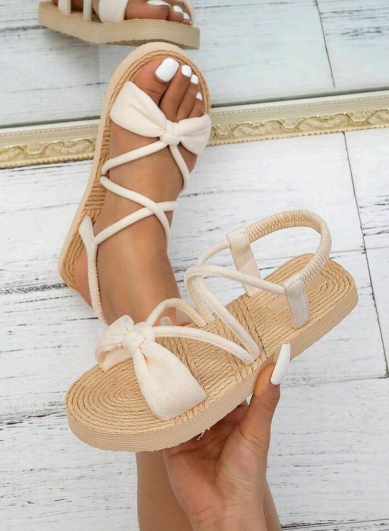 Shein Fashionable Flat Sandals With Straw Soles, Perfect For Students - Image 3