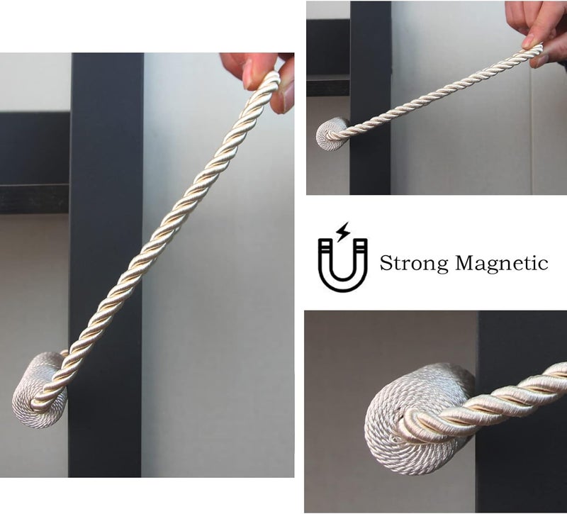 Hangtty Magnetic Curtain Tiebacks 6 Pack Beige Curtain Rope Tieback Curtain Holders for Drapes Modern Tie Backs Decorative Curtain Holdbacks - Image 5