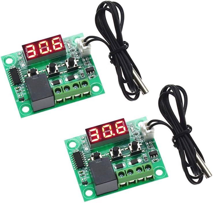 Senzooe 2 قطعة من منظم الحرارة الرقمي W1209 مفتاح التحكم في درجة الحرارة وحدة استشعار DC 12V - Image 1