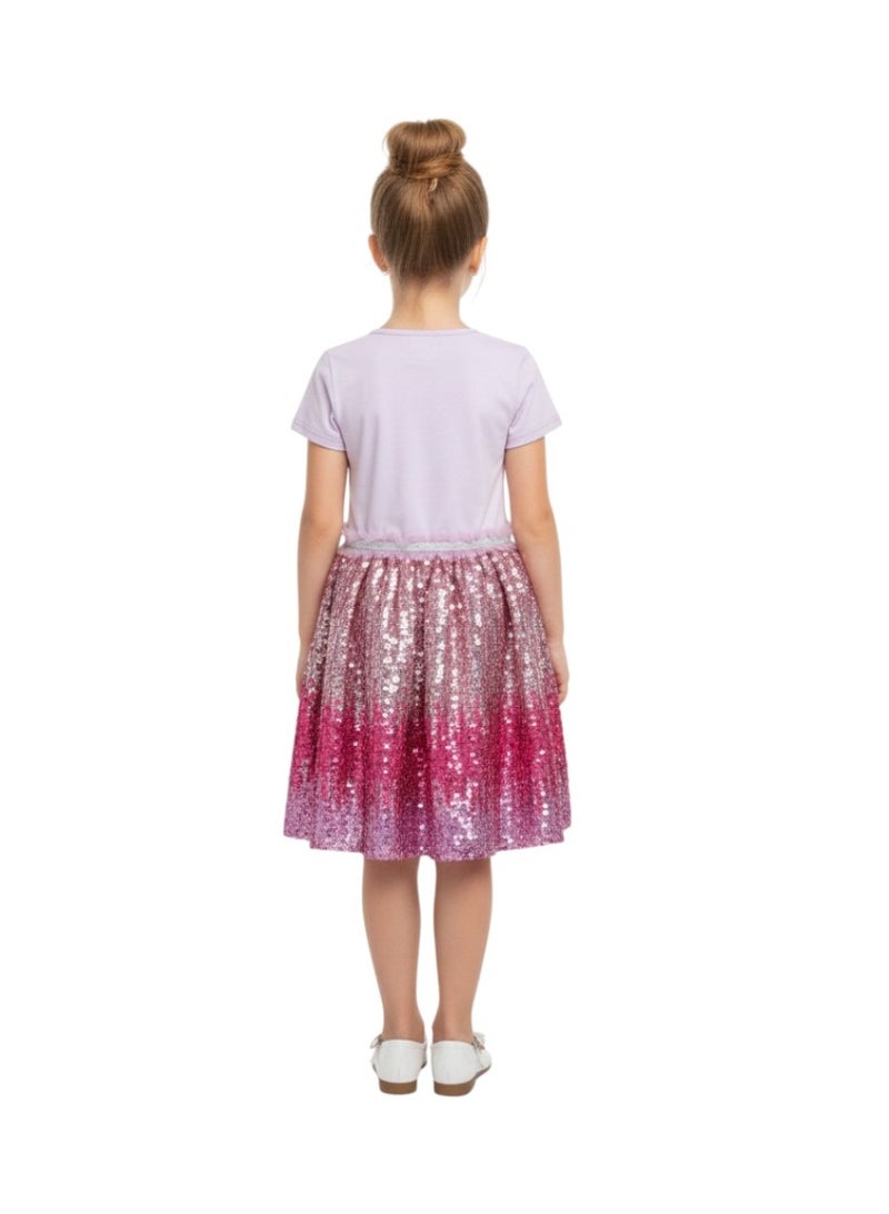 D'Daniela Elsa & Anna Glitter Dress Pinkish Purple with back Zipper - Image 3