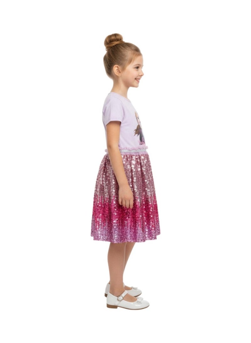 D'Daniela Elsa & Anna Glitter Dress Pinkish Purple with back Zipper - Image 4