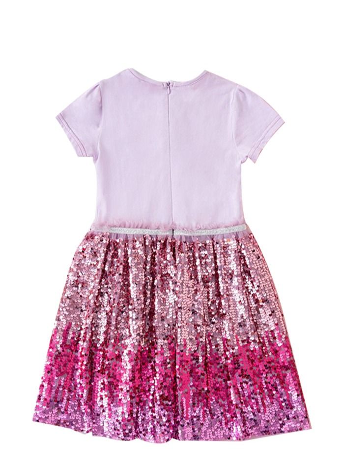 دىدانيالا فستان إلسا وآنا لامع وردي بنفسجي بسحاب خلفي - Image 2