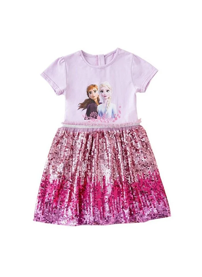 D'Daniela Elsa & Anna Glitter Dress Pinkish Purple with back Zipper