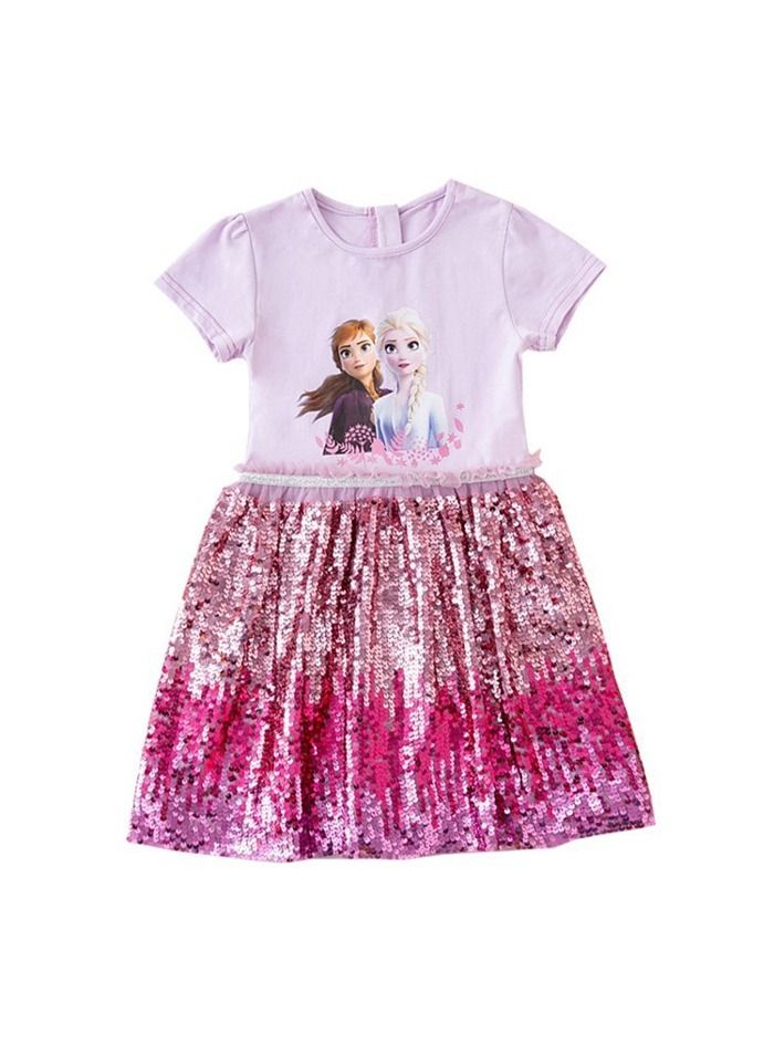 دىدانيالا فستان إلسا وآنا لامع وردي بنفسجي بسحاب خلفي - Image 1