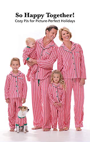 PajamaGram Matching Family Christmas Pajamas Candy Cane Fleece Red Pets SM - Image 3
