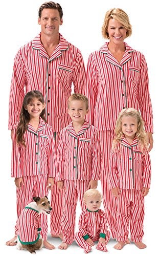 PajamaGram Matching Family Christmas Pajamas Candy Cane Fleece Red Pets SM - Image 1