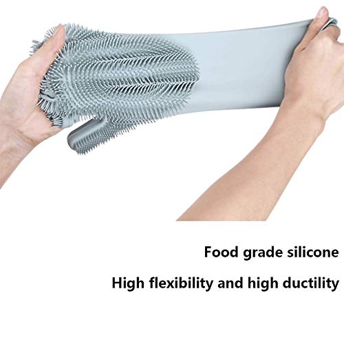 Palshiv Magic Silicone Gloves with Wash Scrubber, Reusable Brush Heat Resistant Gloves Kitchen Tool for Cleaning, Dish Washing, Washing The Car, Pet Hair Care - 1 Pair (ONLY Grey Colour) - Image 3