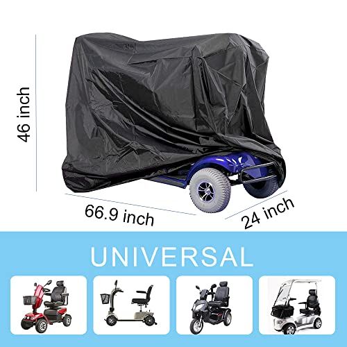 VVHOOY Mobility Scooter Cover Waterproof Electric Scooter Cover All-Weather Outdoor Protector, Mobility Scooter Storage Cover Anti-UV Dust Dirt Snow Rain Sun Rays with Storage Bag, 66.9x24x46inch - Image 2