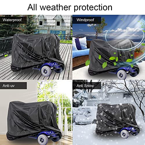 VVHOOY Mobility Scooter Cover Waterproof Electric Scooter Cover All-Weather Outdoor Protector, Mobility Scooter Storage Cover Anti-UV Dust Dirt Snow Rain Sun Rays with Storage Bag, 66.9x24x46inch - Image 3