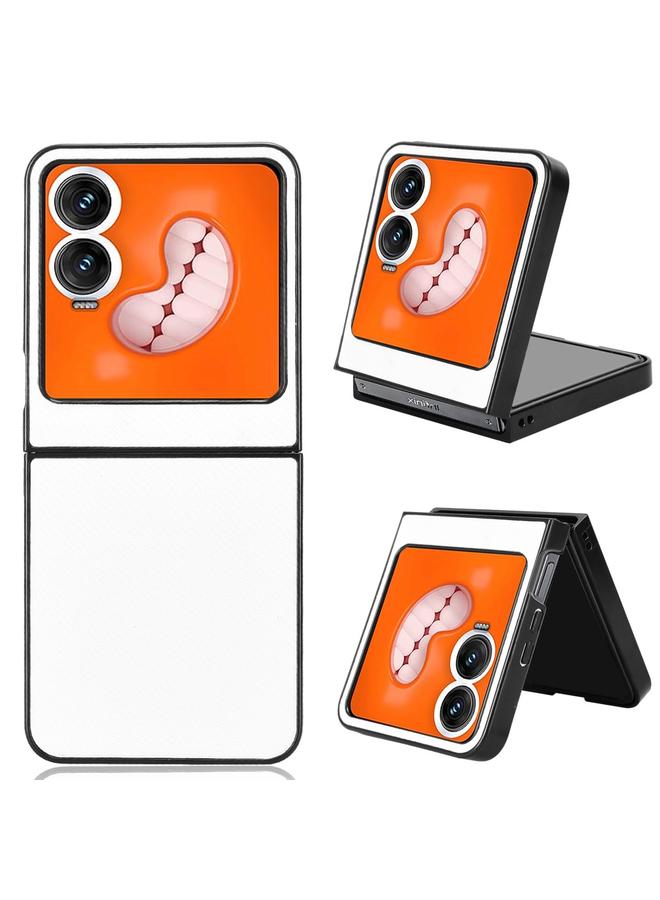 جراب هاتف Infinix Zero Flip من الجلد الصناعي للكمبيوتر الشخصي (أبيض)