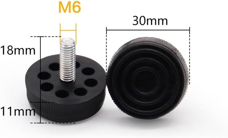 10 Pack Adjustable Furniture Leveling Feets, M6/M8/M10 Screw-in Plastic Base With Easy Grip Thread, Black Height Risers For Tables Chairs Stools To Reduce Noise And Prevent Floor Wear(M6*30 * 20mm) - Image 4