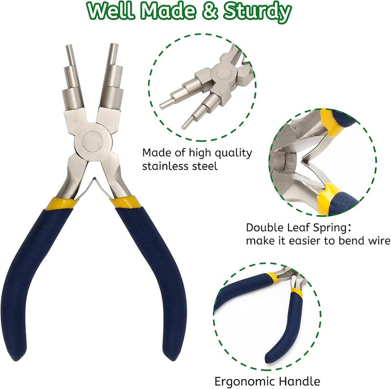 Coolrunner 6 In 1 Wire Looping Pliers With Anti Slip Handle - Bail Making Pliers for Jewelry Making Wire Bending Tool for Bending 3-10mm Bails, Loops, Hooks, Jump Rings - Image 3
