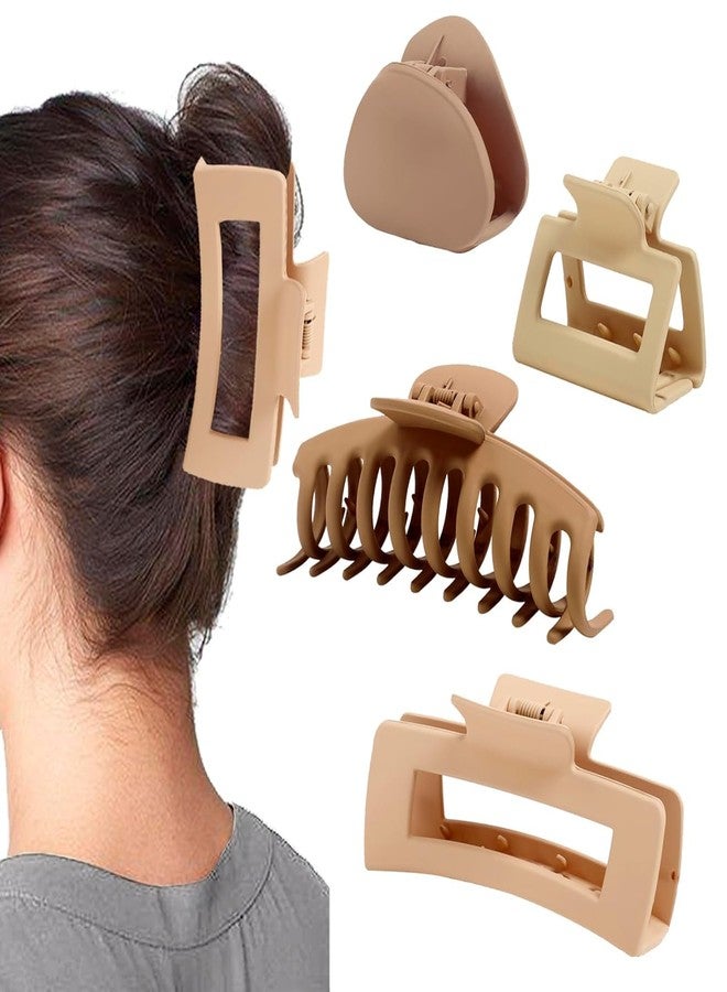 Bakefy-4 pcs Mix Hair Claw Clips for Women Large and Medium Small Matte Hair Claw Big Banana Clips for Thick/Thin Hair Accessories for Girls,Hold Non-Slip Jumbo Claw Clips - Image 1