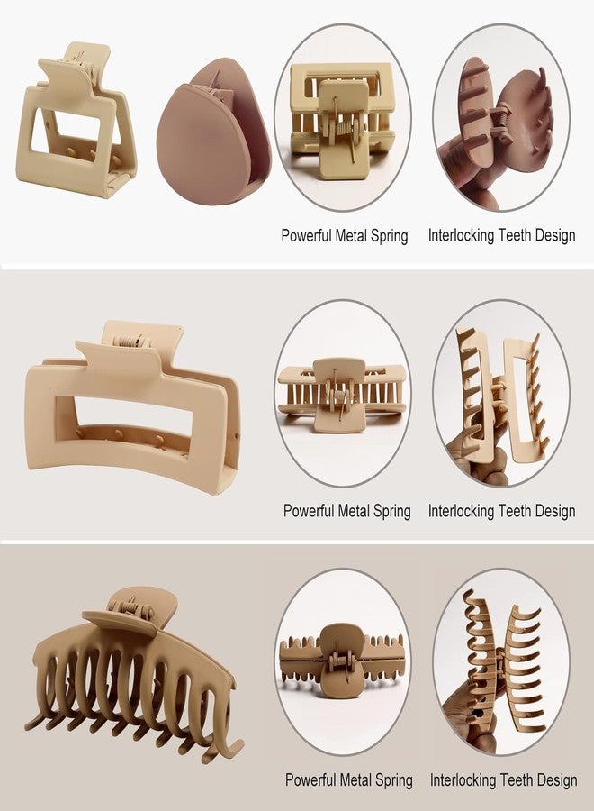 Bakefy-4 pcs Mix Hair Claw Clips for Women Large and Medium Small Matte Hair Claw Big Banana Clips for Thick/Thin Hair Accessories for Girls,Hold Non-Slip Jumbo Claw Clips - Image 4