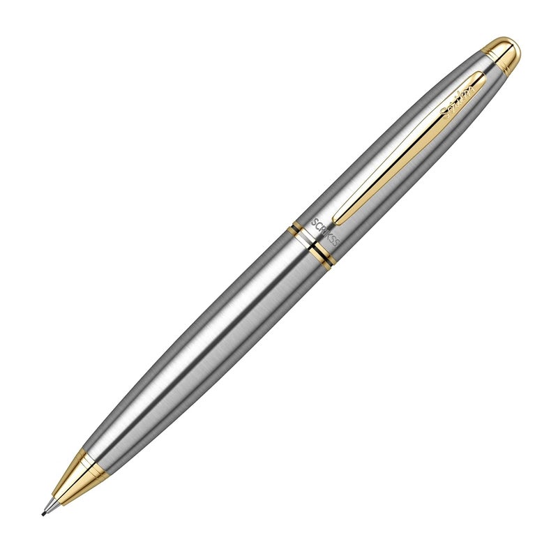Scrikss 07mm Mechanical Lead Pen Pencil Stainless Steel Body Twist Mechanism Gold Plated Brass Accessories Knight 88 Series Modern Elegant Design Ideal for Office Home College Gifting - Image 1