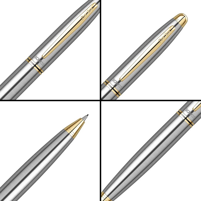Scrikss 07mm Mechanical Lead Pen Pencil Stainless Steel Body Twist Mechanism Gold Plated Brass Accessories Knight 88 Series Modern Elegant Design Ideal for Office Home College Gifting - Image 3