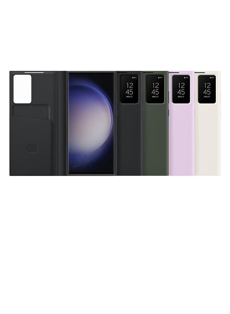 For S23 Ultra Smart View Wallet Case Black Lavender - Image 4