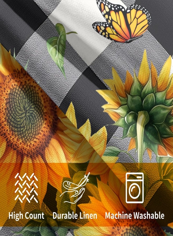 aportt Sunflower Pillow Covers 18X18 Inch Set of 2 Black White Buffalo Plaid Flower Decorative Pillow Cases Spring Summer Floral Cushion Case Farmhouse Modern Home Decor for Sofa Couch Bedroom - Image 4