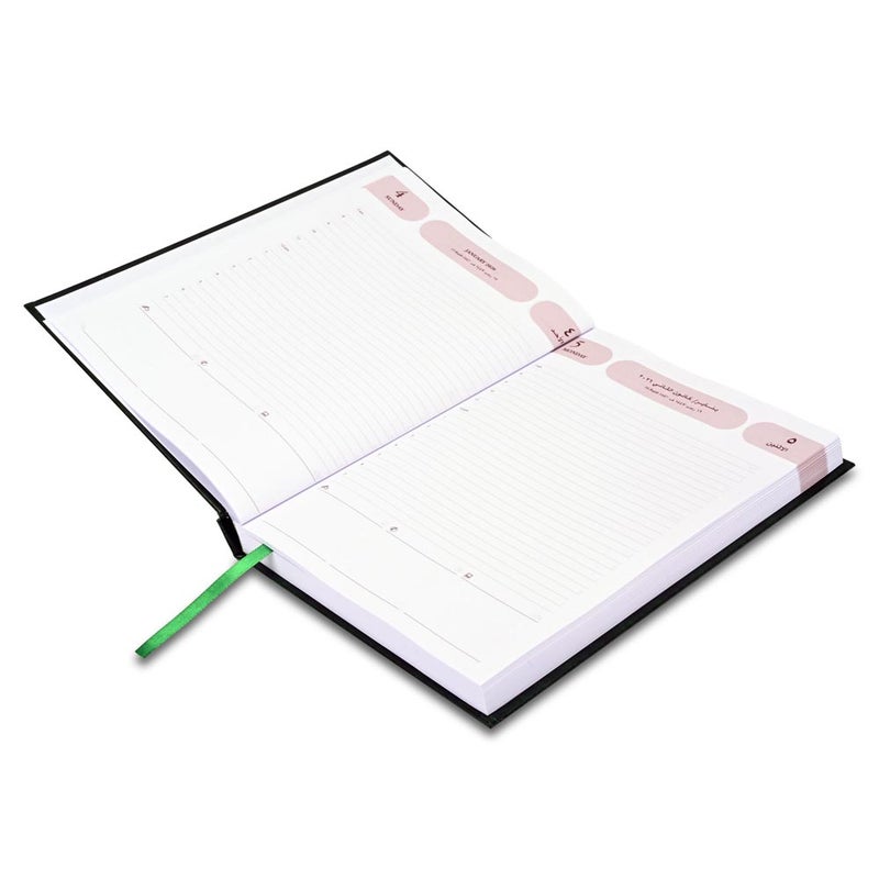 FIS 2026 Agenda Diary, 170x240mm Size, Hard Cover Vinyl, 1 Day a Page Format, Arabic/English, 60gsm White Paper, Green Cover-FSDI75AEV26GR - Image 3