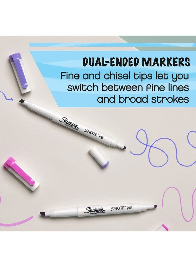 Sharpie S-Note Duo Dual-Ended Creative Marker Set, Part Highlighter Marker, Part Art Marker, Assorted Colors, Fine And Chisel Tip Marker, Includes Stand-Up Easel, 16 Count - Image 2