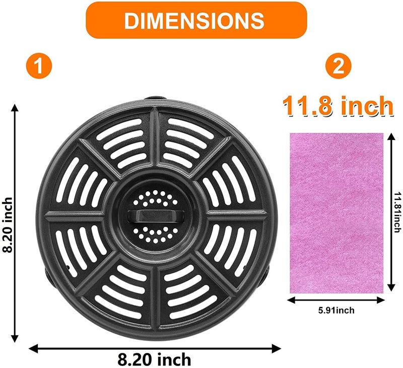 GSZN Air Fryer Grill Plate for Ninja Air Fryers, 8.2 IN Upgraded Round Grill Pan Tray Replacement Parts with Rubber Feet for Ninja Foodi, Non-Stick, Dishwasher Safe - Image 3