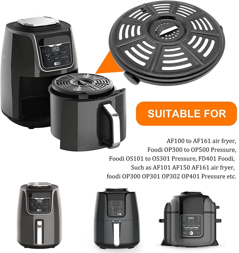GSZN Air Fryer Grill Plate for Ninja Air Fryers, 8.2 IN Upgraded Round Grill Pan Tray Replacement Parts with Rubber Feet for Ninja Foodi, Non-Stick, Dishwasher Safe - Image 2