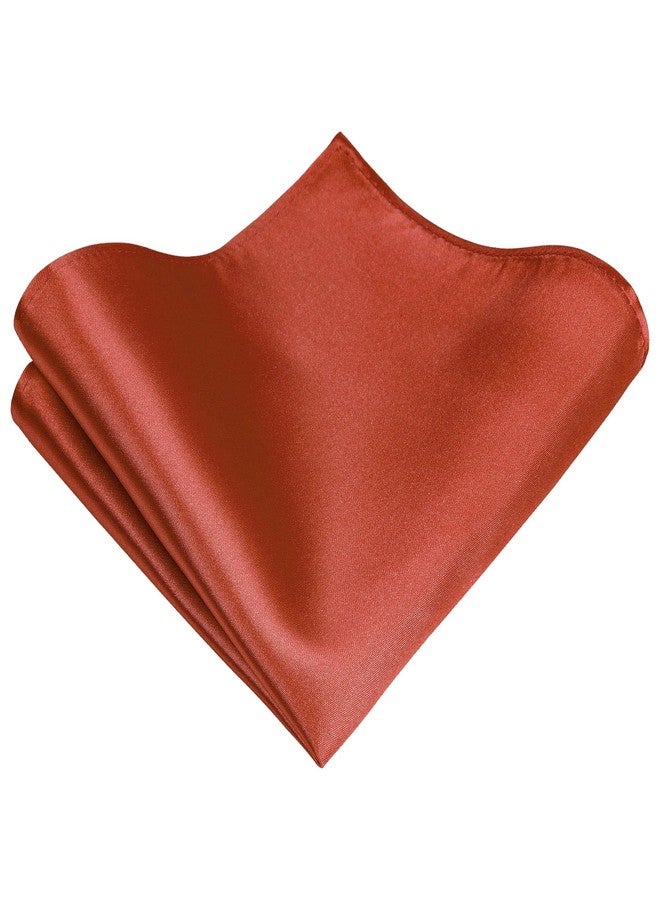 Tie G U Style TIE G Solid Satin Color Formal Necktie and Pocket Square Sets in Gift Box, Burnt Orange, Regular - Image 4