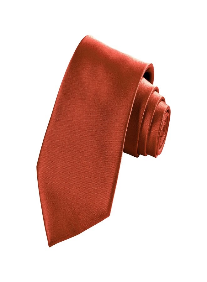 Tie G U Style TIE G Solid Satin Color Formal Necktie and Pocket Square Sets in Gift Box, Burnt Orange, Regular - Image 3