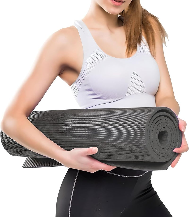 Fitto 4mm Thick Yoga Mat, 61x183cm - Non-Slip, Eco-Friendly Exercise Mat for Yoga, Pilates, Fitness, and Home Workouts - Extra Cushioning for Joint Support, Gray. - Image 4