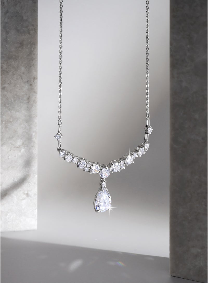 AWNL Al-Barqah Dew Necklace for Women – Pendant with White Zirconia Gemstone and Sterling Silver, Middle East Exclusive Collection - Image 2