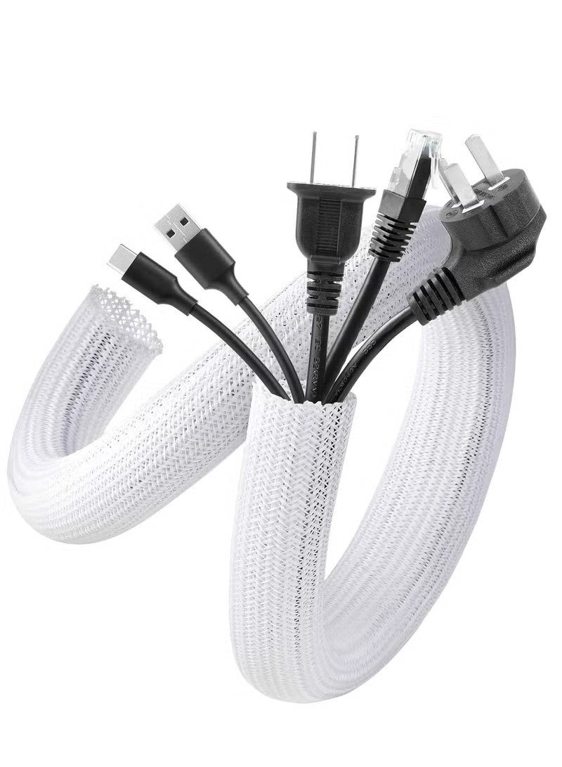 White Cable Sleeve Cover, Desk Cord Organizer, Home Office Wire Hider. - Image 1