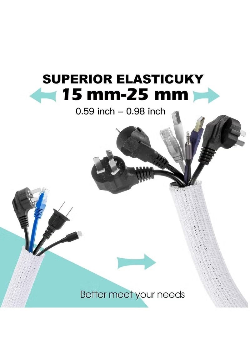 White Cable Sleeve Cover, Desk Cord Organizer, Home Office Wire Hider. - Image 2