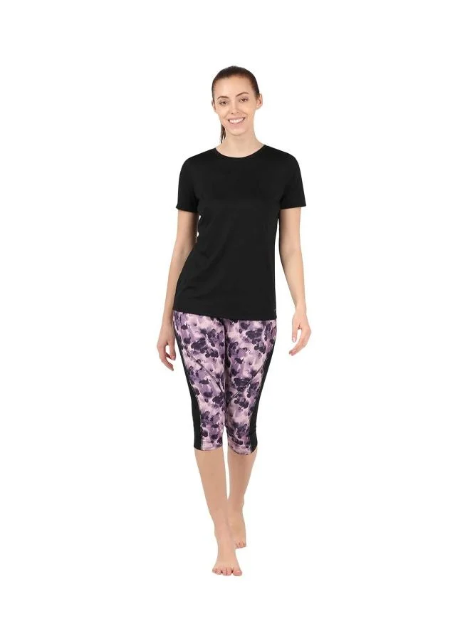 Jockey black MW71 Women Microfiber Round Neck Relaxed Fit T Shirt with StayDry and StayFresh Treatment for Women | Best Price UAE