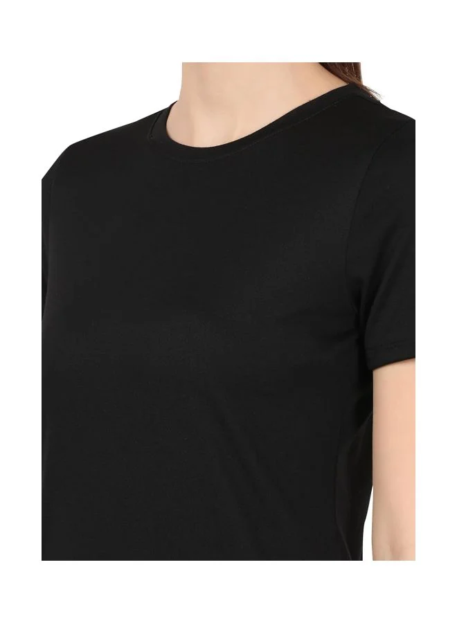 Jockey black MW71 Women Microfiber Round Neck Relaxed Fit T Shirt with StayDry and StayFresh Treatment for Women | Best Price UAE