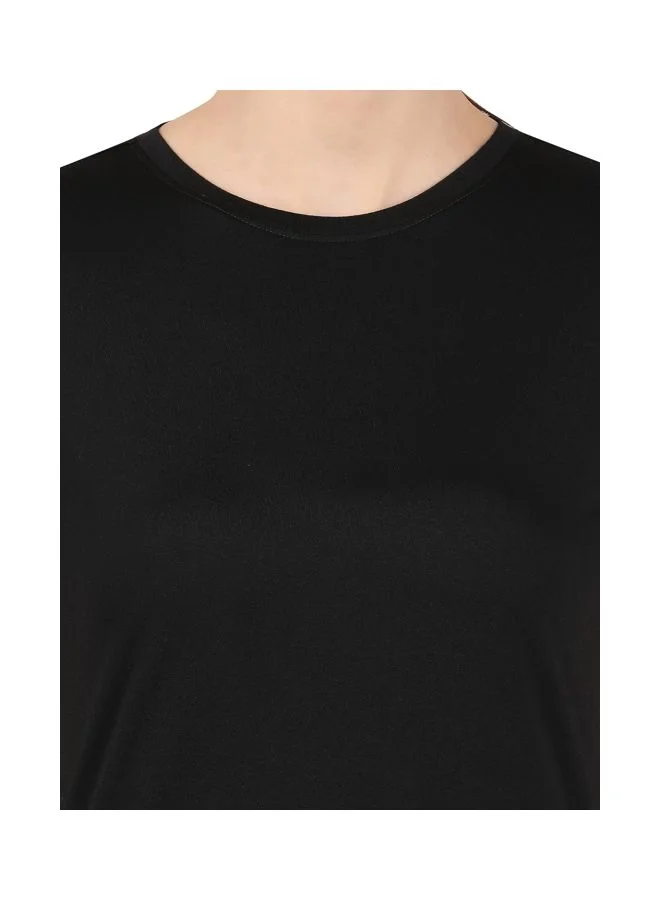 Jockey black MW71 Women Microfiber Round Neck Relaxed Fit T Shirt with StayDry and StayFresh Treatment for Women | Best Price UAE