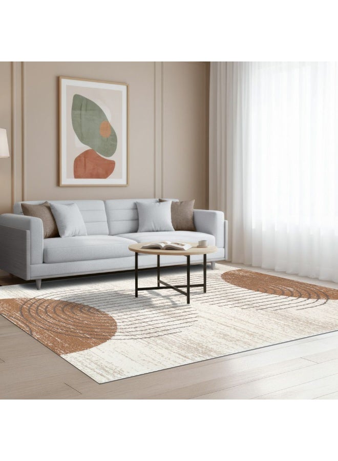 DANUBE HOME Percy Modern Abstracts Rug | Washable Modern Rugs Style | Polypropylene + Polyester Area Rug Floor Covering | Indoor Carpet For Living Room Dining Bedroom 200X300cm-White Rust - Image 2
