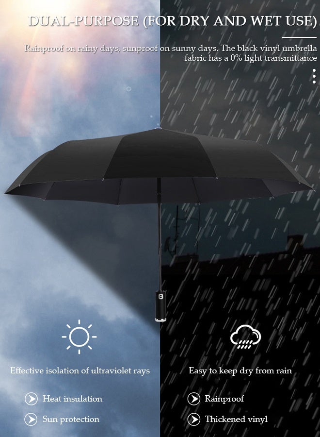 DUNISO Portable Windproof Folding Travel Umbrella With LED Flashlight Anti-UV Sun And Rain Umbrellas For Women And Men - Image 5