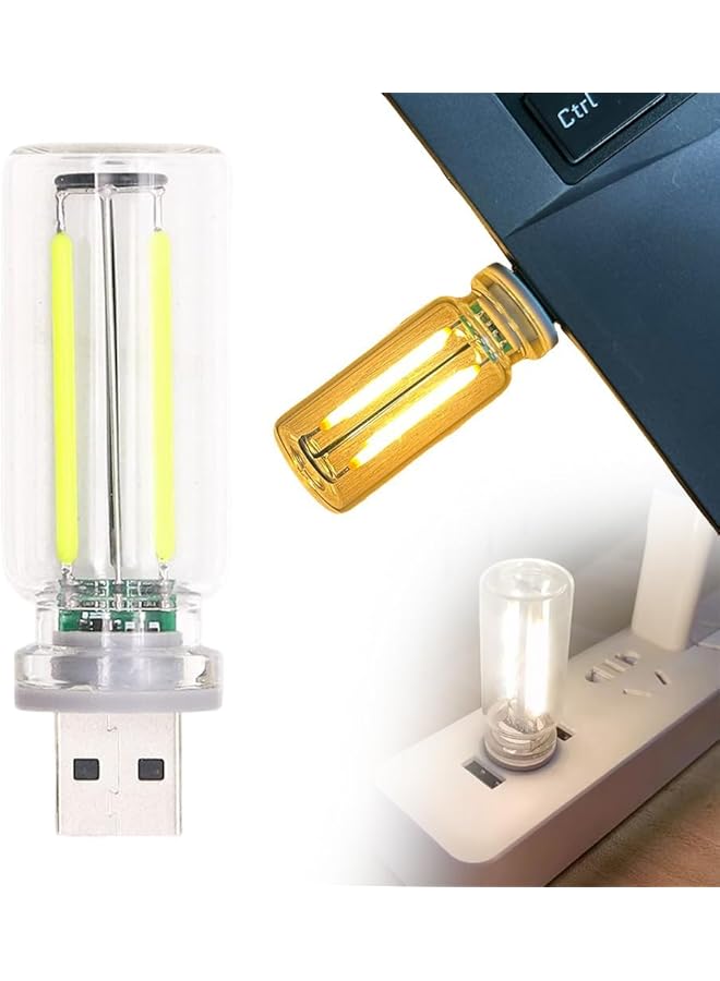 The Bros USB LED Night Lamps, Mini Retro Car Interior Lights, Plug-in Atmosphere Lighting for Vehicles & Bedrooms (Warm Yellow Light-4) - Image 1