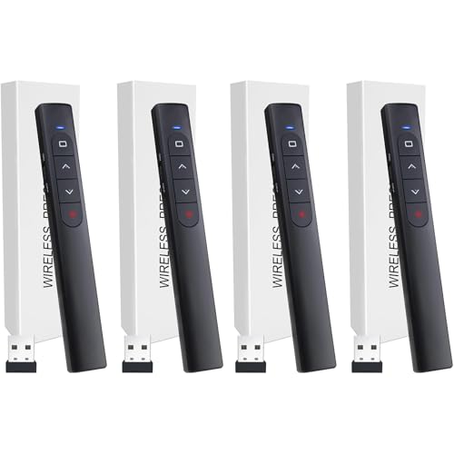 UBUYONE （4 Units） Wireless Presenter Remote, Presentation Clicker with Hyperlink & Volume Remote Control PowerPoint Office Presentation Clicker for Keynote/PPT/Mac/PC/Laptop - Image 1
