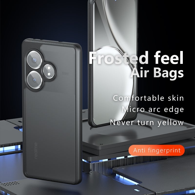 HuHa Case Cover For Realme GT Neo6 SE / Neo6 Armor Precise Hole PC Hybrid TPU Phone Case(Frosted Black) - Image 2