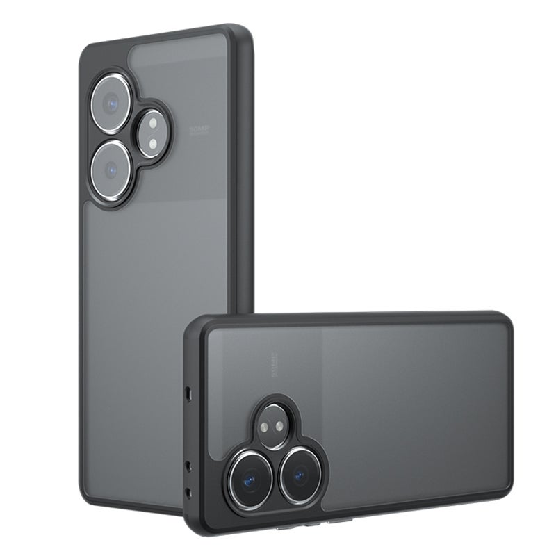 HuHa Case Cover For Realme GT Neo6 SE / Neo6 Armor Precise Hole PC Hybrid TPU Phone Case(Frosted Black) - Image 1