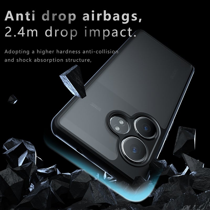 HuHa Case Cover For Realme GT Neo6 SE / Neo6 Armor Precise Hole PC Hybrid TPU Phone Case(Frosted Black) - Image 4